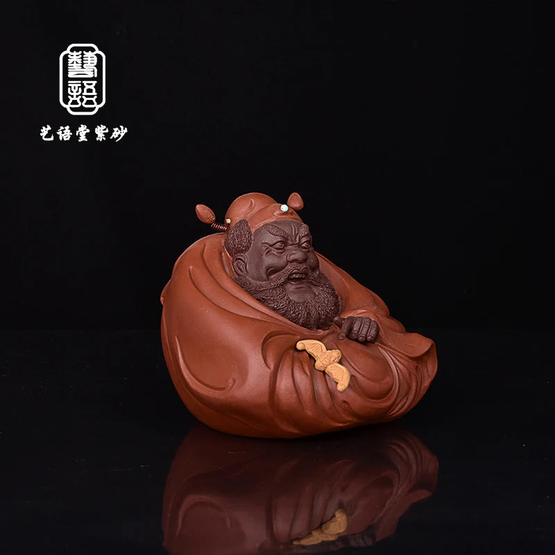 Yixing Fine Yixing Clay Tea Carve Zhong Kui Handmade Sending Blessing Decoration Tea Set Tea Ceremony Zhong Kui Supportable Fort