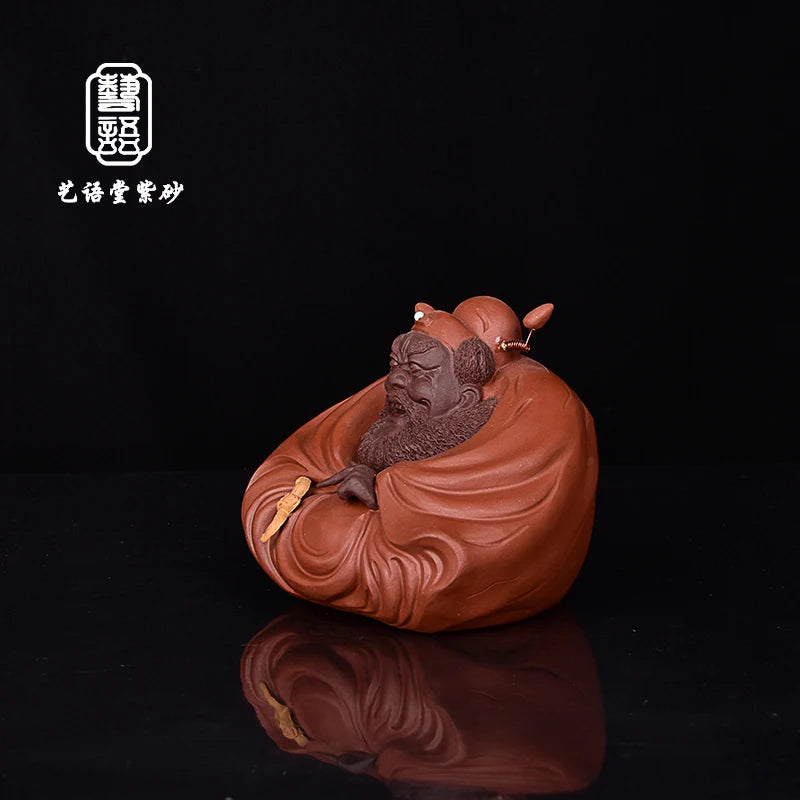 Yixing Fine Yixing Clay Tea Carve Zhong Kui Handmade Sending Blessing Decoration Tea Set Tea Ceremony Zhong Kui Supportable Fort