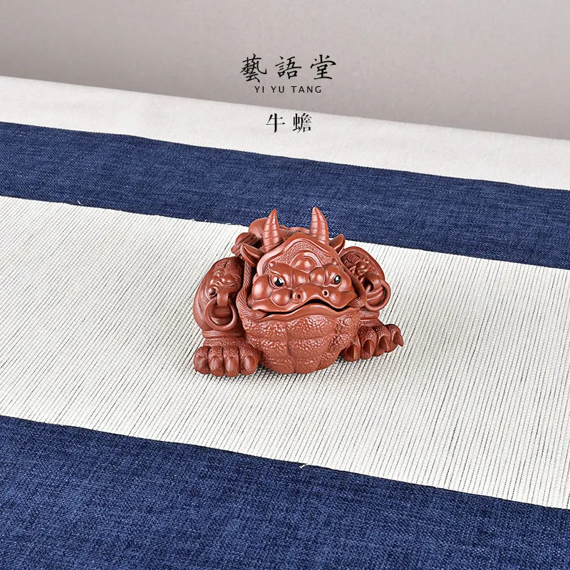 Yixing Fine Zisha Golden Toad Tea Ornaments Ornaments Raw Ore Handmade Supportable Domineering Cattle Toad Three Feet Golden Toa