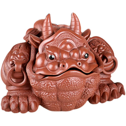 Yixing Fine Zisha Golden Toad Tea Ornaments Ornaments Raw Ore Handmade Supportable Domineering Cattle Toad Three Feet Golden Toa