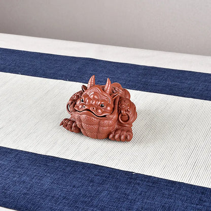 Yixing Fine Zisha Golden Toad Tea Ornaments Ornaments Raw Ore Handmade Supportable Domineering Cattle Toad Three Feet Golden Toa