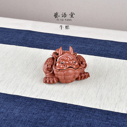 Yixing Fine Zisha Golden Toad Tea Ornaments Ornaments Raw Ore Handmade Supportable Domineering Cattle Toad Three Feet Golden Toa