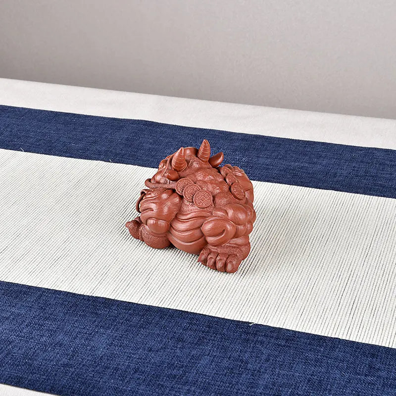 Yixing Fine Zisha Golden Toad Tea Ornaments Ornaments Raw Ore Handmade Supportable Domineering Cattle Toad Three Feet Golden Toa