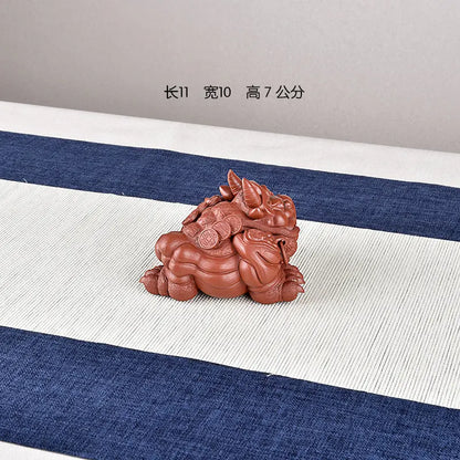Yixing Fine Zisha Golden Toad Tea Ornaments Ornaments Raw Ore Handmade Supportable Domineering Cattle Toad Three Feet Golden Toa