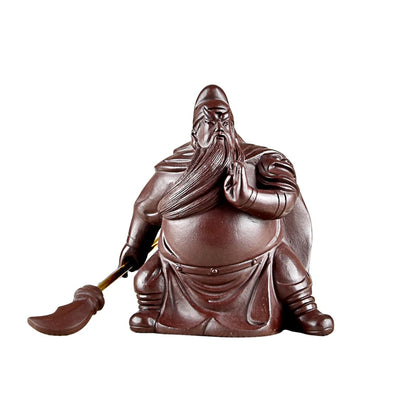 Yixing Fine Zisha Guan Gong Lord Guan the Second Tea Ornaments Decoration Handmade Supportable Purple Clay Tea Tray Utensils Gua