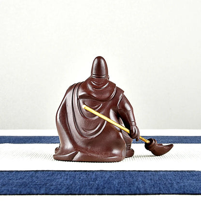 Yixing Fine Zisha Guan Gong Lord Guan the Second Tea Ornaments Decoration Handmade Supportable Purple Clay Tea Tray Utensils Gua