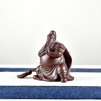 Yixing Fine Zisha Guan Gong Lord Guan the Second Tea Ornaments Decoration Handmade Supportable Purple Clay Tea Tray Utensils Gua