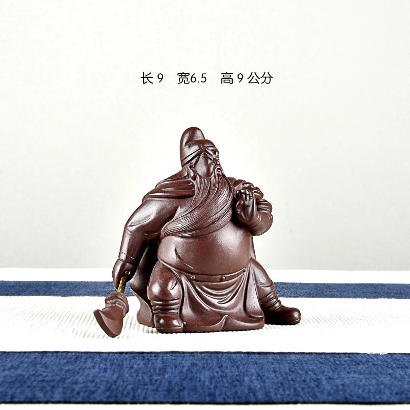 Yixing Fine Zisha Guan Gong Lord Guan the Second Tea Ornaments Decoration Handmade Supportable Purple Clay Tea Tray Utensils Gua