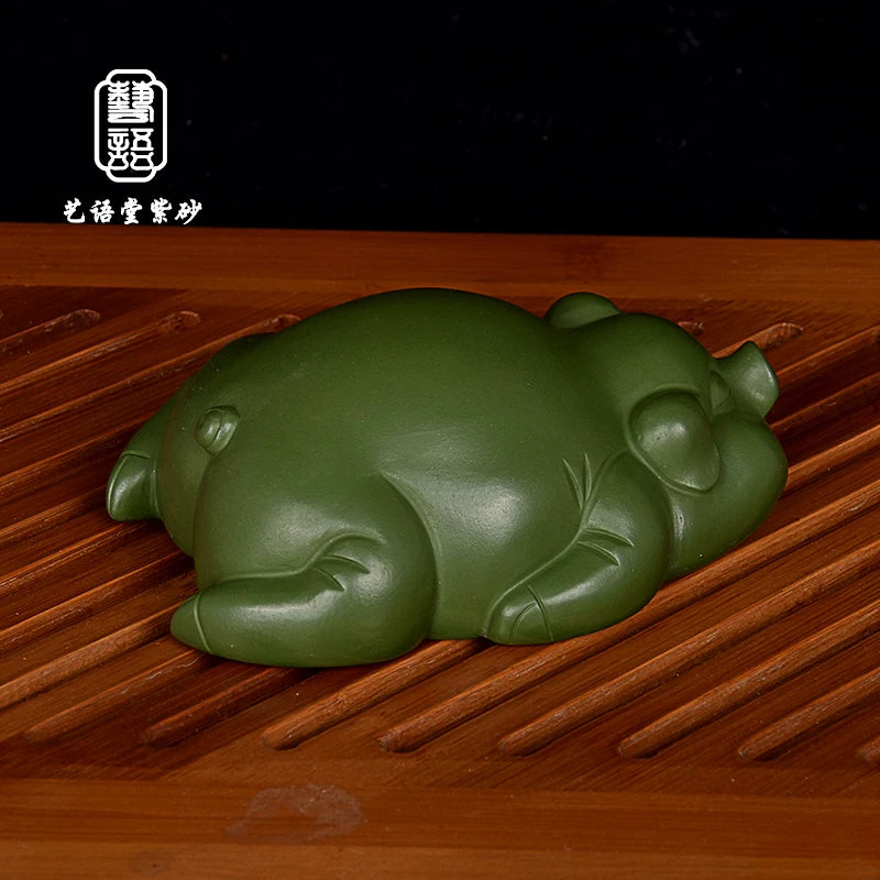 Yixing Fine Zisha Lazy Pig Tea Ornaments Pig Tea Set Small Ornaments Handmade Creative Personality Lying Pig Supportable Tea Tra