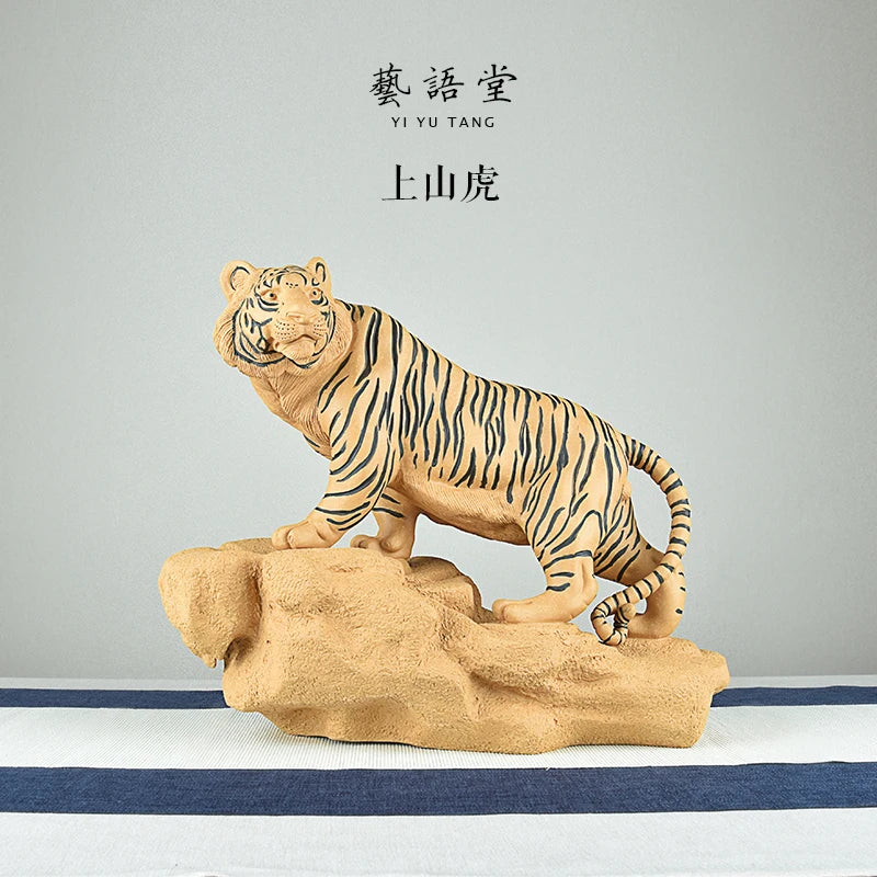 Yixing Fine Zisha Tiger Decoration Home Tea Tray Bedroom Office Flat Accessories Tiger climbing the mountain Hand-Crafted