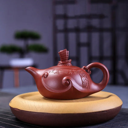 Yixing Genuine Dahongpao Purple Clay Pot Hand lettering Smooth sailing Teapot Chinese Kung Fu tea set gift pot  210cc