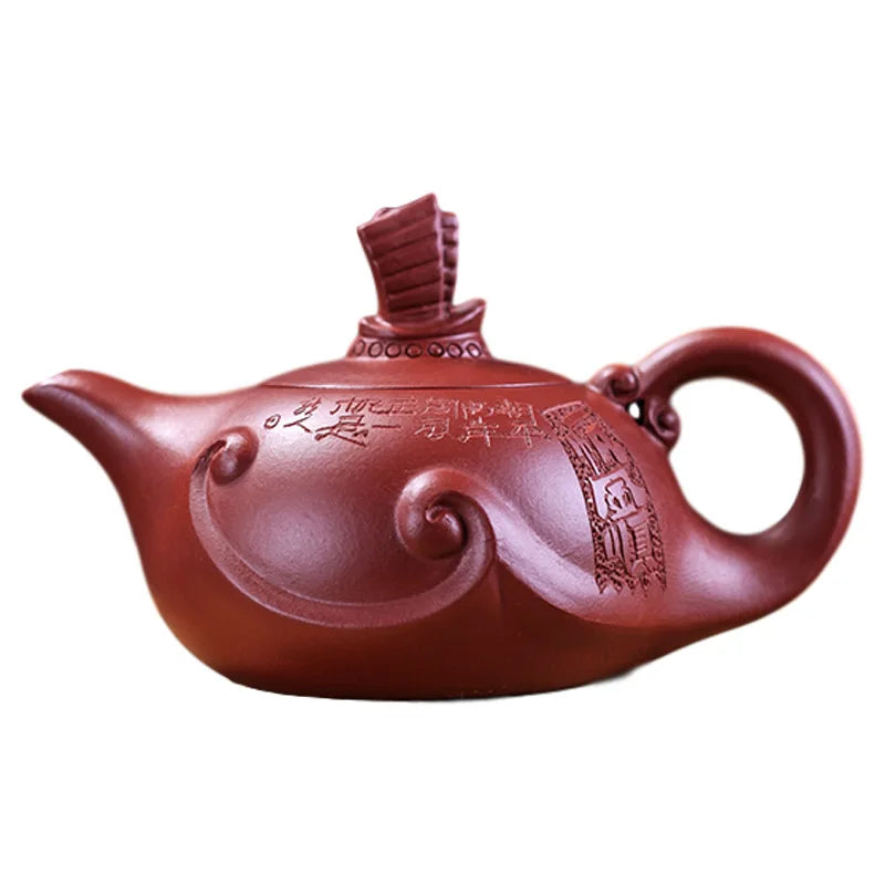 Yixing Genuine Dahongpao Purple Clay Pot Hand lettering Smooth sailing Teapot Chinese Kung Fu tea set gift pot  210cc