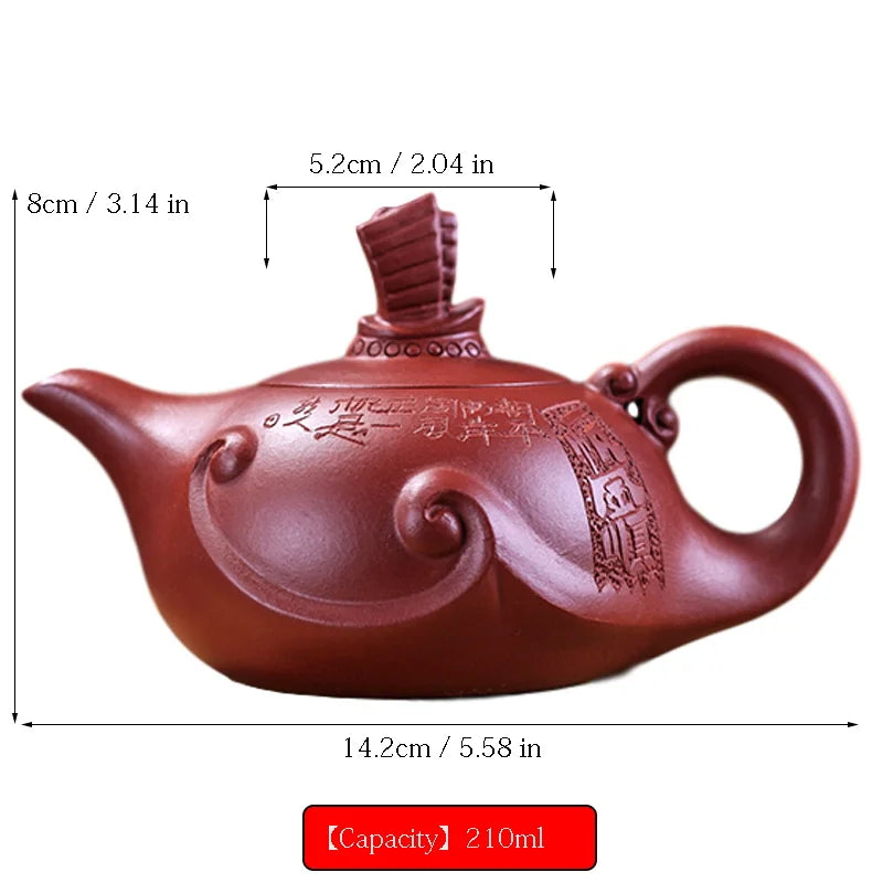 Yixing Genuine Dahongpao Purple Clay Pot Hand lettering Smooth sailing Teapot Chinese Kung Fu tea set gift pot  210cc
