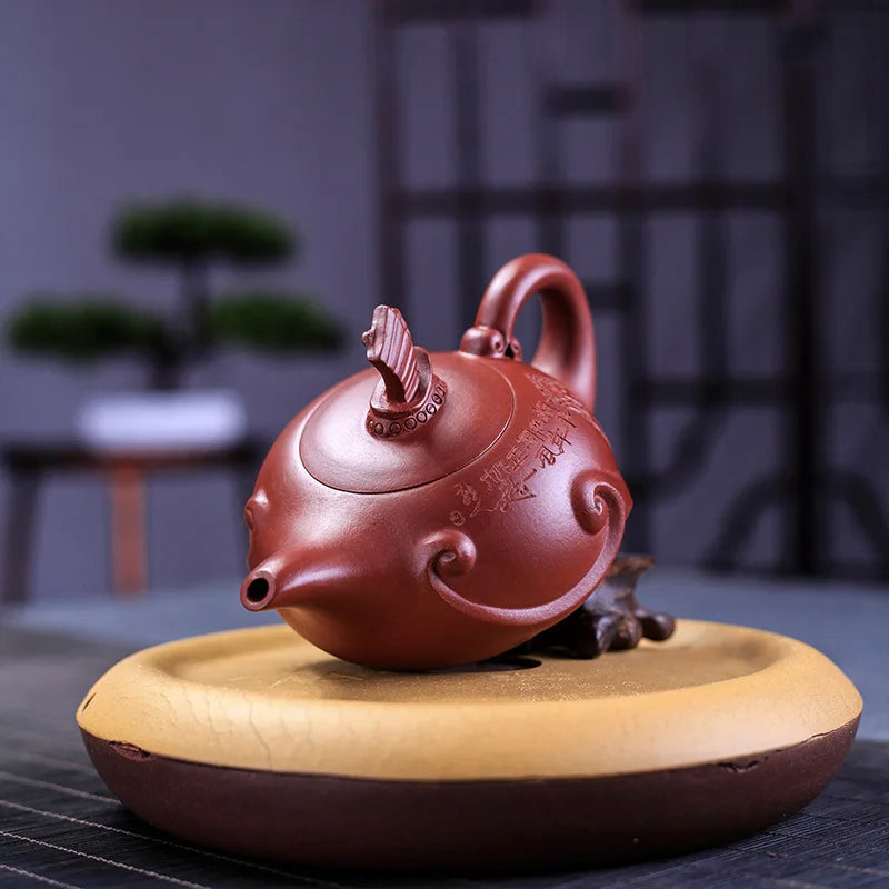 Yixing Genuine Dahongpao Purple Clay Pot Hand lettering Smooth sailing Teapot Chinese Kung Fu tea set gift pot  210cc