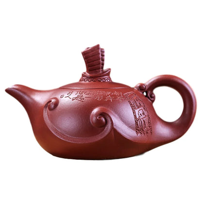 Yixing Genuine Dahongpao Purple Clay Pot Hand lettering Smooth sailing Teapot Chinese Kung Fu tea set gift pot  210cc