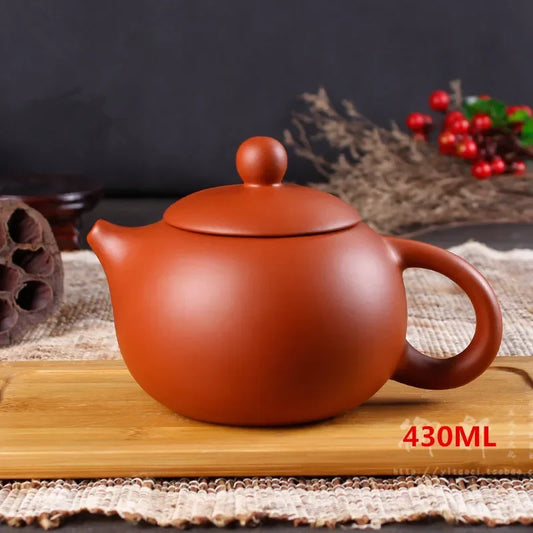 Yixing-Genuine Zisha Pot, Ball Hole, Xi Shi Pot, Handmade Clay Teapot, Large Capacity, Household Kettle, 430ml
