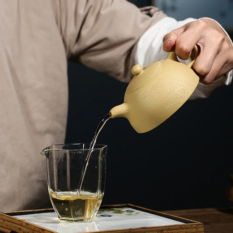 Yixing Handmade Kung-Fu Teaware, Purple Clay Drinkware for Puer Green and Black, Duan Mud, Zisha Teapot, Handmade Pot