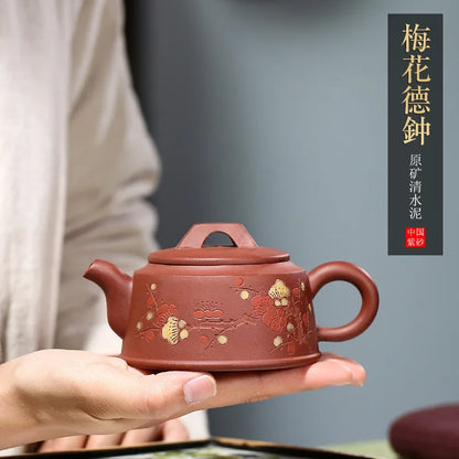 Yixing Handmade Pot, Kung-Fu Teaware, Purple Clay Drinkware for Puer Green Black Chinese Tea Meihua Dezhong