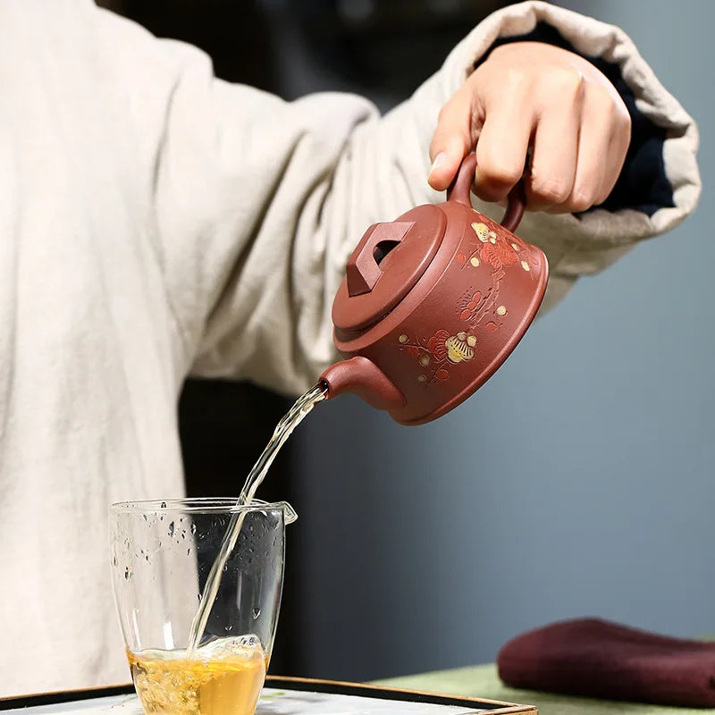 Yixing Handmade Pot, Kung-Fu Teaware, Purple Clay Drinkware for Puer Green Black Chinese Tea Meihua Dezhong