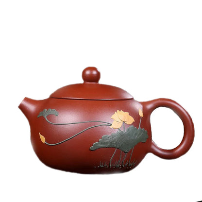 Yixing Handmade Pure Hand Teapot, Mud Painted, Xi Shi Pot, Purple Clay, 188 Ball Hole, 160ml