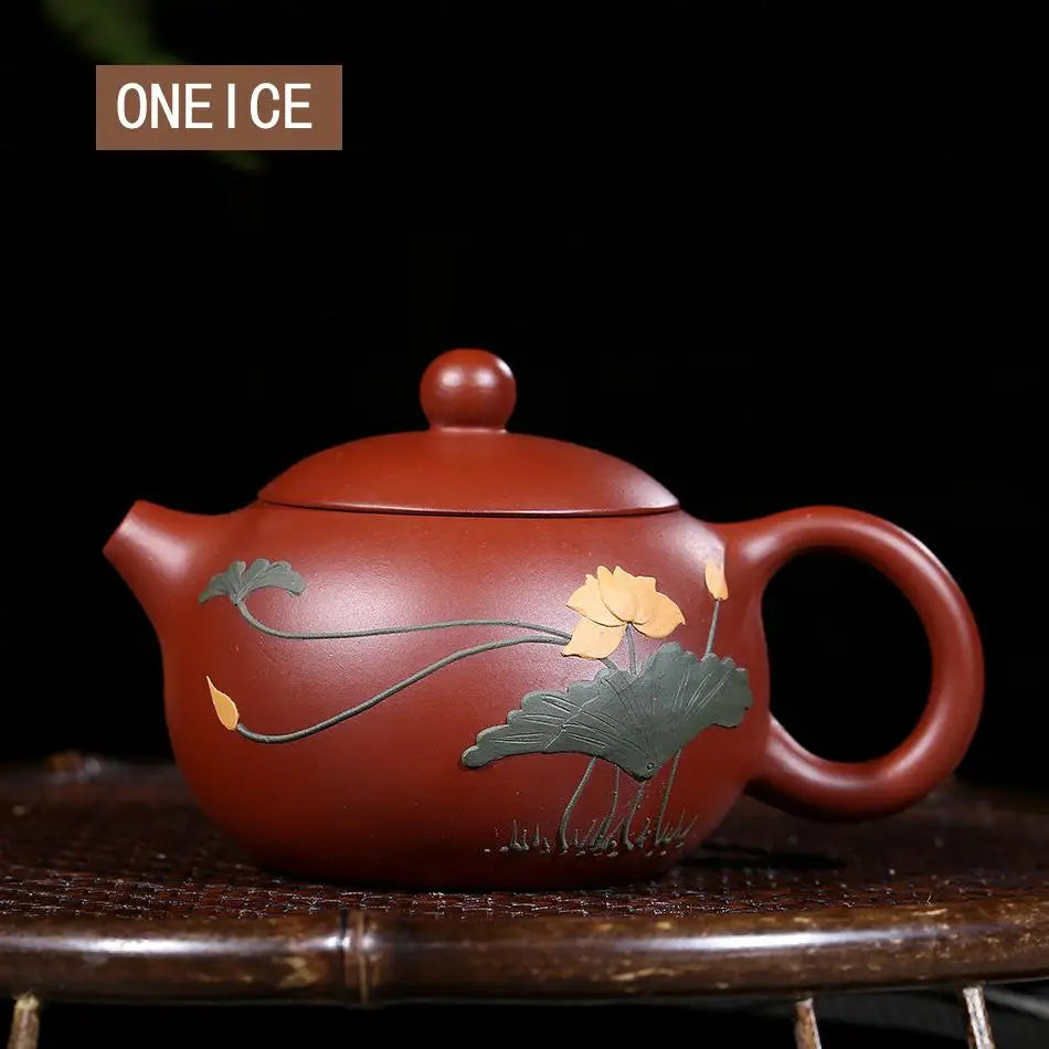 Yixing Handmade Pure Hand Teapot, Mud Painted, Xi Shi Pot, Purple Clay, 188 Ball Hole, 160ml