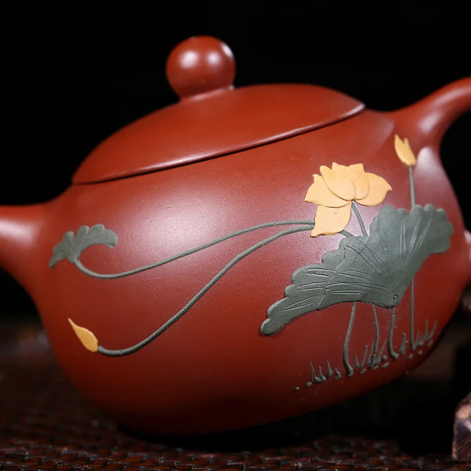 Yixing Handmade Pure Hand Teapot, Mud Painted, Xi Shi Pot, Purple Clay, 188 Ball Hole, 160ml