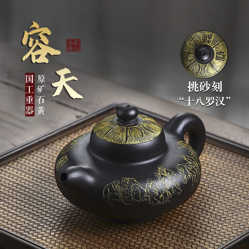 Yixing Handmade Purple Clay Pot Collection Mineral Yellow Rongtian Easy-to-Pack Water Smooth