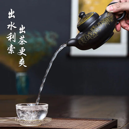 Yixing Handmade Purple Clay Pot Collection Mineral Yellow Rongtian Easy-to-Pack Water Smooth