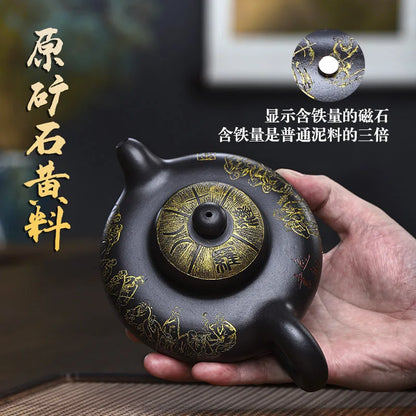 Yixing Handmade Purple Clay Pot Collection Mineral Yellow Rongtian Easy-to-Pack Water Smooth