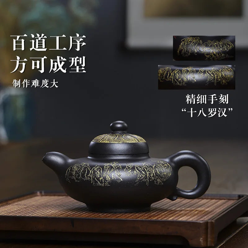 Yixing Handmade Purple Clay Pot Collection Mineral Yellow Rongtian Easy-to-Pack Water Smooth