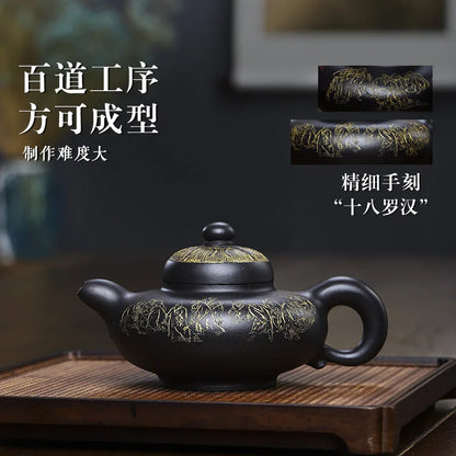Yixing Handmade Purple Clay Pot Collection Mineral Yellow Rongtian Easy-to-Pack Water Smooth