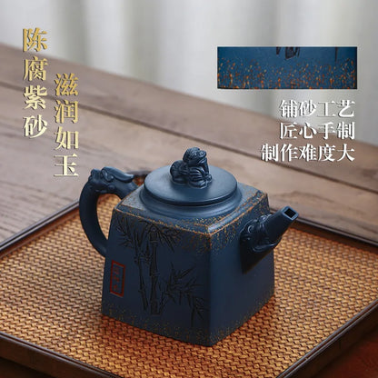 Yixing Handmade Purple Clay Pot Hundred Eyes Purple Eggplant Clay Eagle Strike the Sky Kung Fu Tea Set Chinese Tea Pot 400ml
