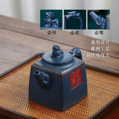 Yixing Handmade Purple Clay Pot Hundred Eyes Purple Eggplant Clay Eagle Strike the Sky Kung Fu Tea Set Chinese Tea Pot 400ml