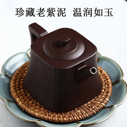 Yixing Handmade Purple Clay Pot Hundred Eyes Purple Eggplant Puree Shede Kung Fu Tea Set Chinese Teapot 270ml