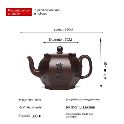 Yixing Handmade Purple Clay Pot Hundred Eyes Purple Eggplant Puree Shede Kung Fu Tea Set Chinese Teapot 300ml