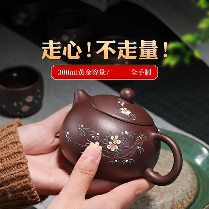 Yixing-Handmade Purple Clay Pot, Kong Fu Teapot, Old Purple Clay, Xi Shi Household Set, Zisha Drinkware Green