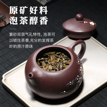 Yixing-Handmade Purple Clay Pot, Kong Fu Teapot, Old Purple Clay, Xi Shi Household Set, Zisha Drinkware Green