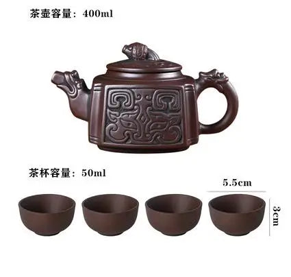 Yixing-Handmade Purple Sand Ceramic Teapot, Large Bubble Teapot, Single Teacup Set, Antique Teapot, Household Tea Set
