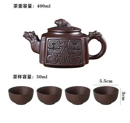 Yixing-Handmade Purple Sand Ceramic Teapot, Large Bubble Teapot, Single Teacup Set, Antique Teapot, Household Tea Set