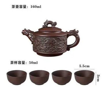 Yixing-Handmade Purple Sand Ceramic Teapot, Large Bubble Teapot, Single Teacup Set, Antique Teapot, Household Tea Set