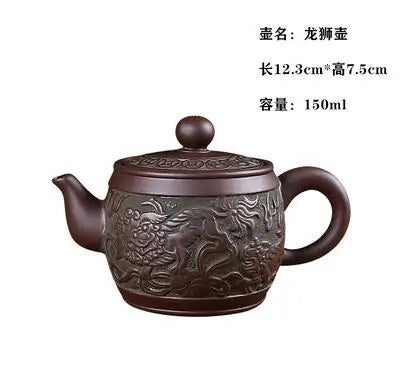 Yixing-Handmade Purple Sand Ceramic Teapot, Large Bubble Teapot, Single Teacup Set, Antique Teapot, Household Tea Set