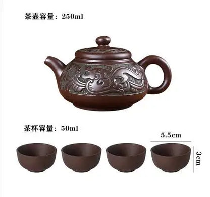 Yixing-Handmade Purple Sand Ceramic Teapot, Large Bubble Teapot, Single Teacup Set, Antique Teapot, Household Tea Set