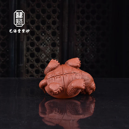 Yixing Handmade Purple Sand Dragon Turtle Tea Ornaments Dahongpao Tea Lucky Dragon Turtle Sculptured Ornaments Tea Tray Tea Tabl