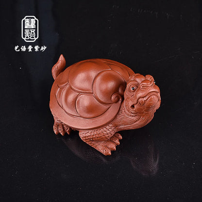 Yixing Handmade Purple Sand Dragon Turtle Tea Ornaments Dahongpao Tea Lucky Dragon Turtle Sculptured Ornaments Tea Tray Tea Tabl