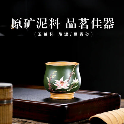 Yixing Handmade Purple Sand Raw Ore Fragrant Magnolia Chrysanthemum Plum Cup Master Cup Large Mouth Tea Cup Kombucha