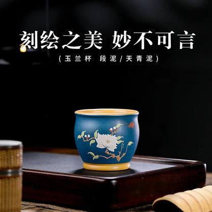 Yixing Handmade Purple Sand Raw Ore Fragrant Magnolia Chrysanthemum Plum Cup Master Cup Large Mouth Tea Cup Kombucha
