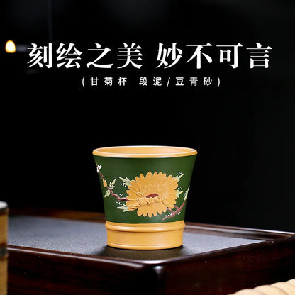 Yixing Handmade Purple Sand Raw Ore Landscape Plum Blossom Lotus Pond Chamomile Master Cup Big Mouth Tea Cup Kung Fu Tea Cup