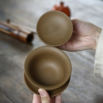 Yixing-Handmade Raw Ore Purple Sand Cover Bowl, Frog Singing, Three Talents Tea Set, Retro Drinkwear Suit for Greentea