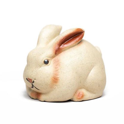Yixing Handmade Sculpture Purple Clay Tea Pet Zodiac White Rabbit Ornaments Tea Figurine Crafts Chinese Zisha Tea Set Decoration