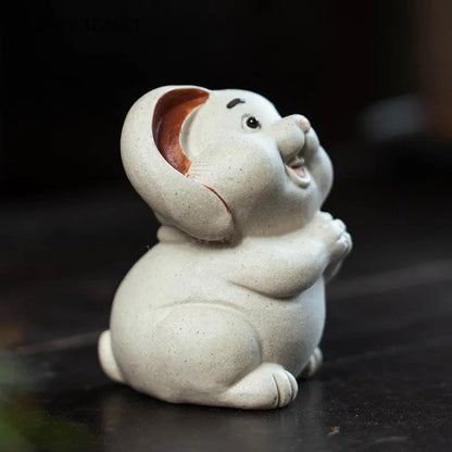 Yixing Handmade Sculpture Purple Clay Tea Pet Zodiac White Rabbit Statue Ornaments Tea Figurine Chinese Zisha Tea Set Decoration